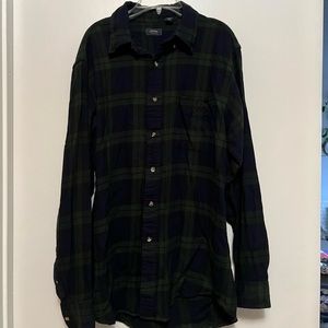 NAVY BLUE/GREEN BUTTON UP LONG SLEEVE